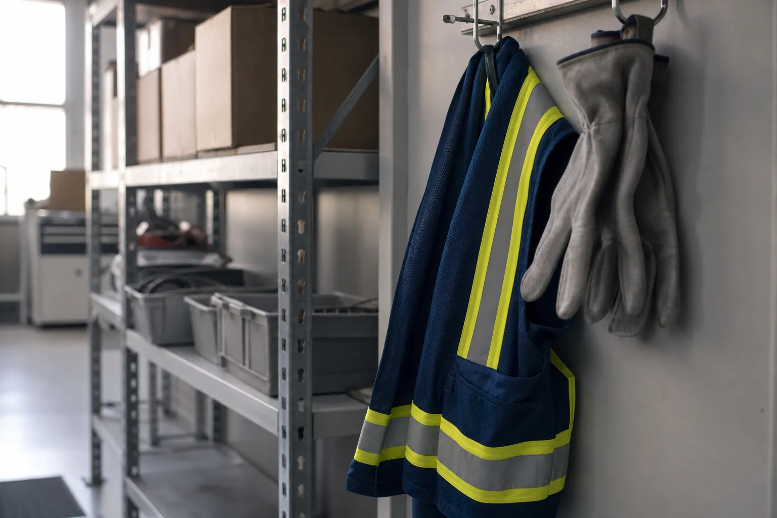 Arbeitsweste und Handschuhe für den nächsten Einsatz